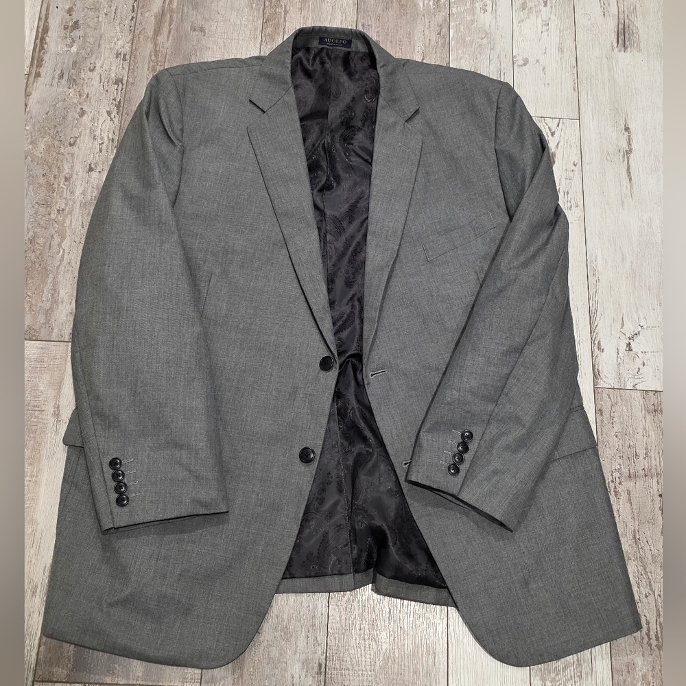 48R Men's Adolfo Blazer Light Gray 2 Button Sport Coat